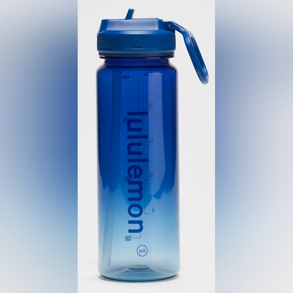 Lululemon Back To Life Bottle 24oz With Straw/lid. Deep Sea Blue, New